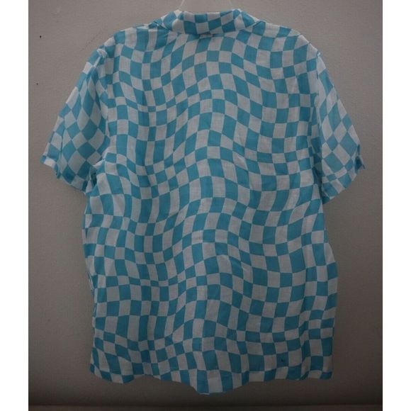 Bloomie's x Solid & Striped Men Sz L Cyan Blue Wavy Check Shirt/Shorts Set $220 - Picture 3 of 16